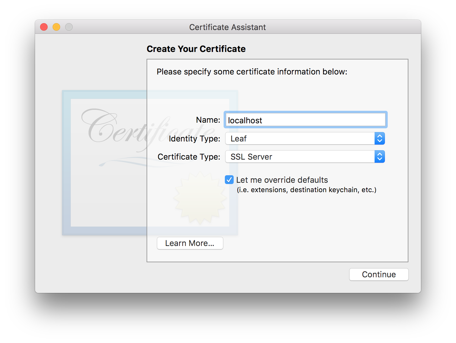 Create your Certificate