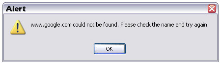 Screenshot of Google not being found.